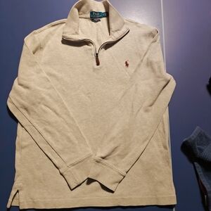 Polo by Ralph Lauren Beige Long Sleeve Cotton Knit Pullover Half Zip Shirt